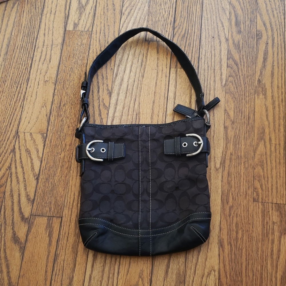 Coach leather and signature canvas bag- black